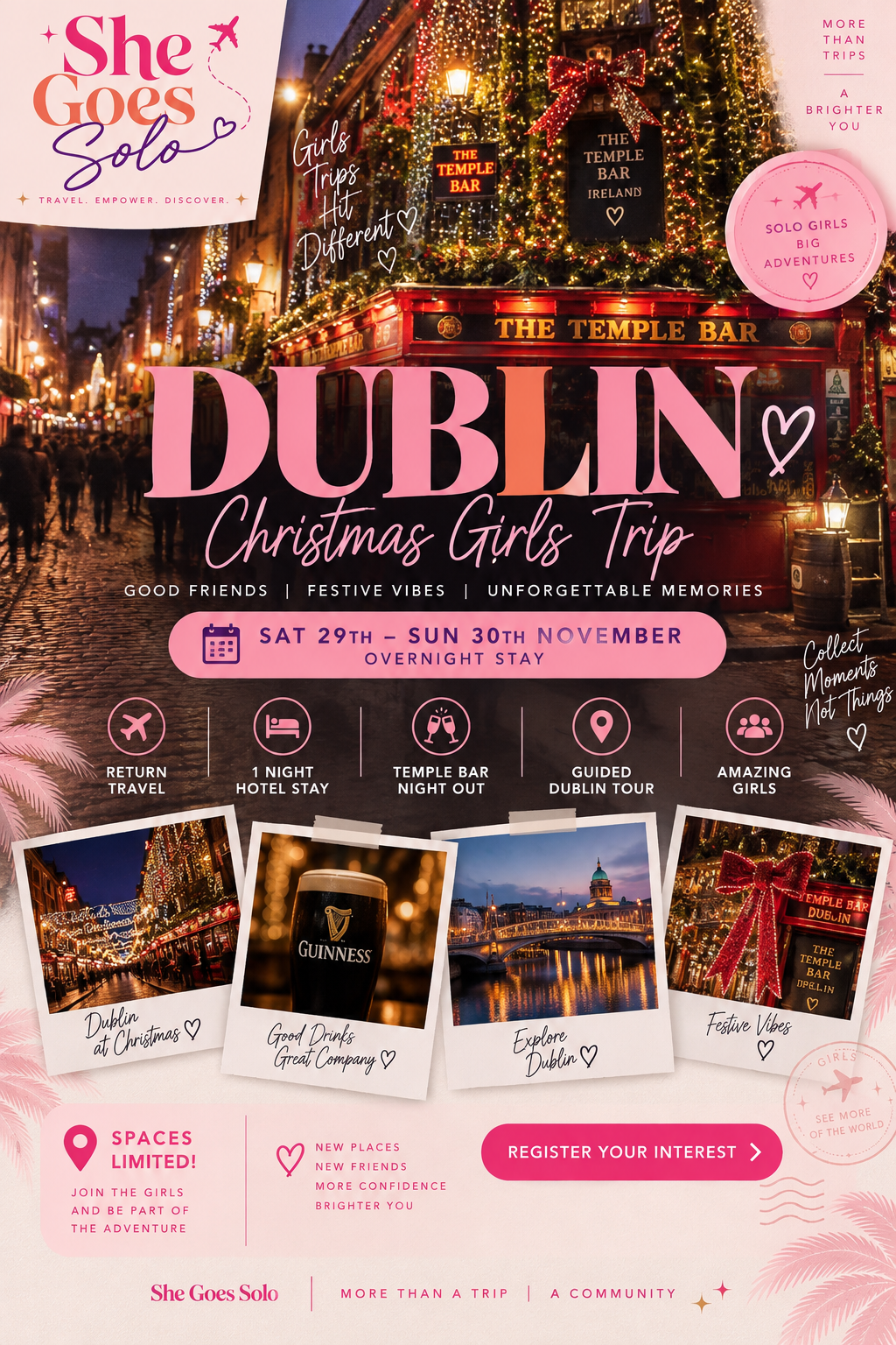 She Goes Solo Dublin Christmas girls' trip at Temple Bar